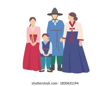 Korean Traditional Clothing. Korean Family.