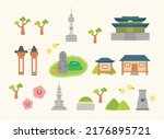 Korean traditional cultural property icon. Cute hand drawn design. flat design style vector illustration.