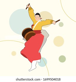 Korean traditional dance and music illustration 