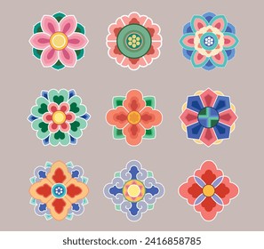 Korean traditional Dan-cheong pattern pattern illustration