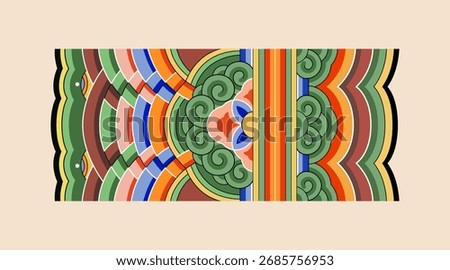 Korean Traditional Dancheong Pattern on Temple Pillar Design