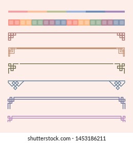 Korean traditional decoration line. Asian style vector graphic elements