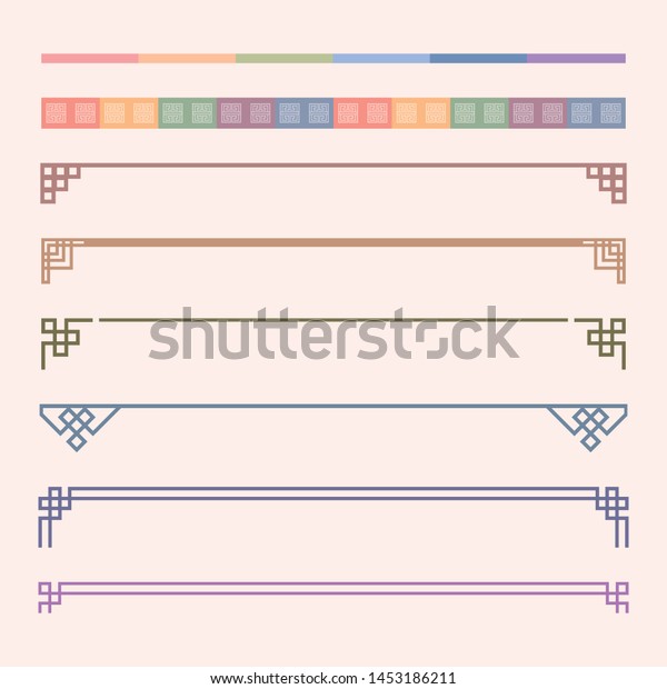 韓国の伝統的な装飾ライン アジアスタイルのベクター画像グラフィックエレメント のベクター画像素材 ロイヤリティフリー