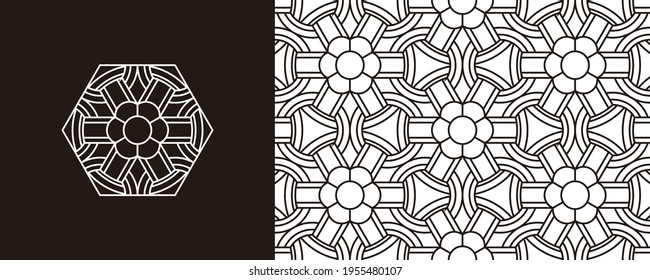 Korean traditional decorative patterns. Line thickness adjustable.