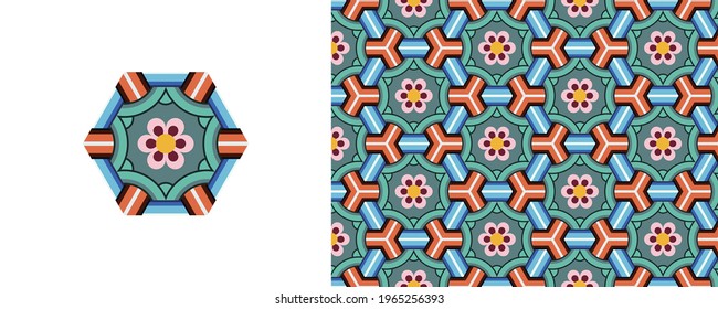 Korean traditional decorative patterns of temples.