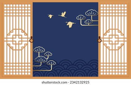 Korean traditional door pattern design background.