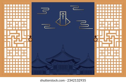 Korean traditional door pattern design background.