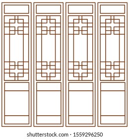 Korean traditional door vector illustration design. line art door.