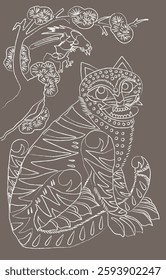 korean traditional drawing of animal with nature