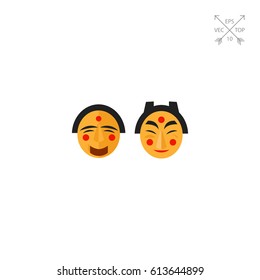 Korean traditional emotional masks icon