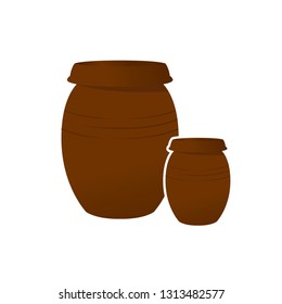 Korean Traditional Fermentation Clay Ceramic Pot Vector Icon Symbol Illustration