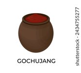 Korean traditional fermented sauce Gochujang  or red chili paste vector illustration logo