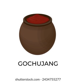 Korean traditional fermented sauce Gochujang  or red chili paste vector illustration logo