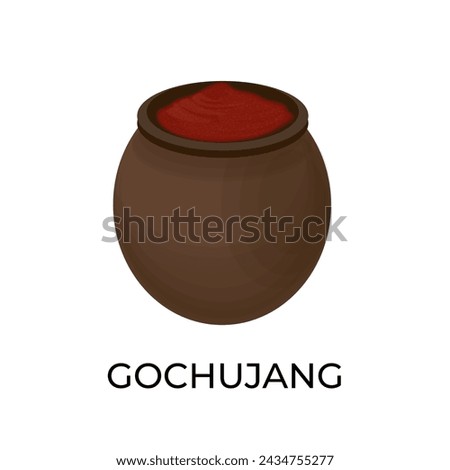 Korean traditional fermented sauce Gochujang  or red chili paste vector illustration logo