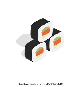 Korean traditional food kimbap icon in isometric 3d style isolated on white background