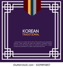 Korean traditional frame for replace text and purple color background. Vector illustration EPS10.