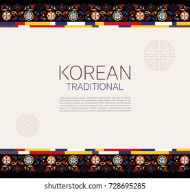 Korean Traditional Frame For Replace Text. Vector Illustration