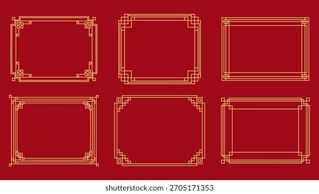 Quadros tradicionais coreanos, bordas de linha definidas com ornamento de cantos de nó.