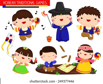 Korean Traditional Games Vector Set