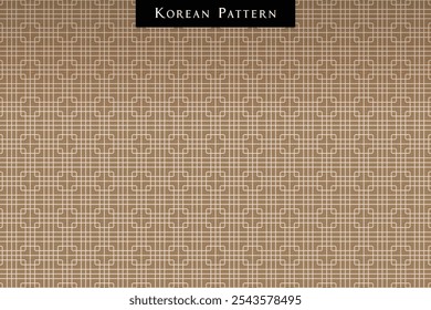 Korean traditional geometric pattern background in brown and beige, seamless textile texture, oriental decorative motif, cultural heritage wallpaper, fabric cloth design and vintage abstract ornament