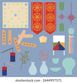 Korean Traditional Holiday Items Vector Illustration