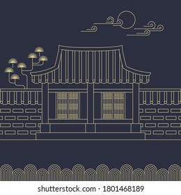 Korean traditional house vector illustration 
