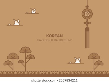 Korean traditional illustration background. Asian culture pattern graphic design poster.