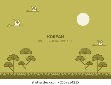 Korean traditional illustration background. Asian culture pattern graphic design poster.