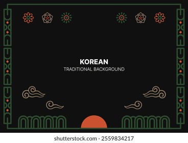 Korean traditional illustration background. Asian culture pattern graphic design poster.