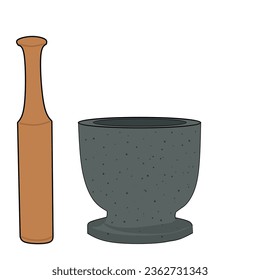 Mortero tradicional coreano de piedra grande,Ilustraciones vectoriales