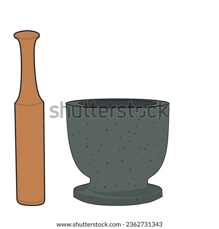 Korean traditional large stone mortar,Vector illustrations