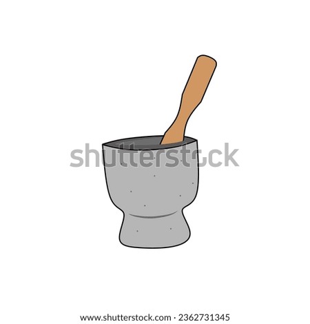 Korean traditional large stone mortar,Vector illustrations