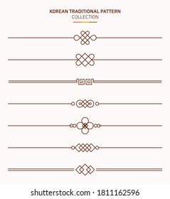 Korean traditional line. East Asian vintage style graphic illustration.