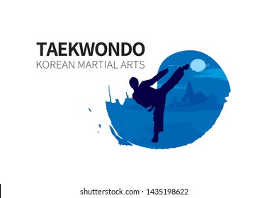 Korean Traditional Martial Arts Taekwondo. Cool Vector Illustration EPS10