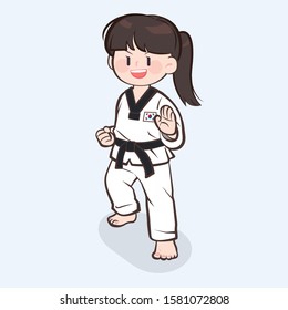 Korean traditional martial arts. Taekwondo Character Vector Illustration EPS10