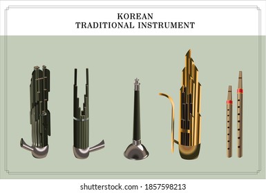 Korean Traditional Music Wind Instruments Vector