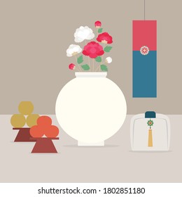 Korean traditional objects vector illustration.