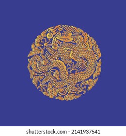 Korean traditional pattern background graphic source, golden color vector design 
