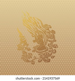 Korean traditional pattern background graphic source, golden color vector design 