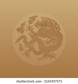 Korean traditional pattern background graphic source, golden color vector design 