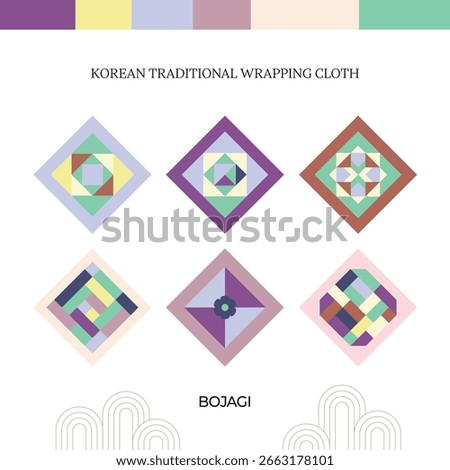 Korean Traditional Pattern Gift Wrapping Paper Sculpture Paper Vector Illustration