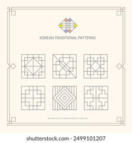 Korean traditional pattern illustration, traditional window design,