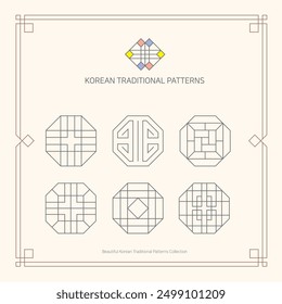 Korean traditional pattern illustration, traditional window design,