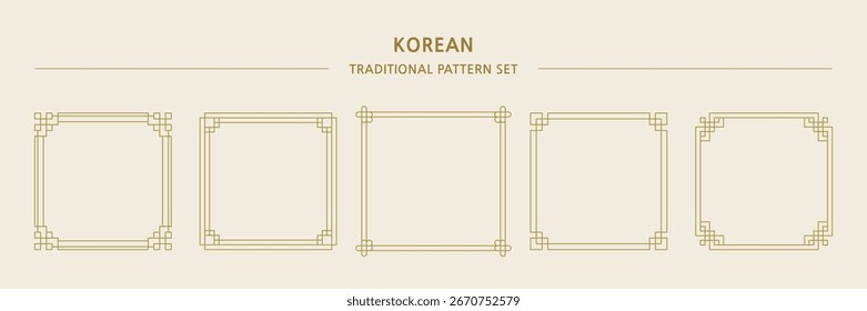 conjunto de quadros de vetor de padrão tradicional coreano