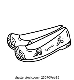 Korean traditional shoes, handdrawn illustration