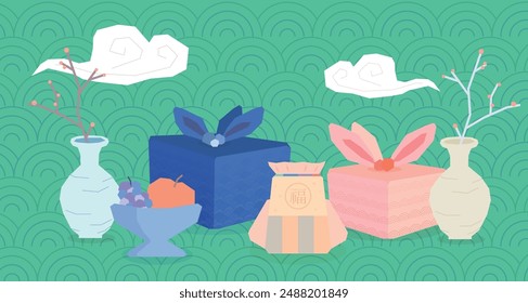 korean traditional stuff, pattern, holiday, cloud, vase, fruit, seollal, chuseok, thanksgiving day, korean new year's day.