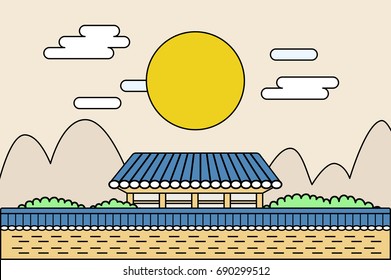 Korean Traditional theme vector illustration.