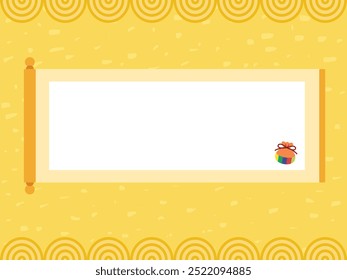 Korean traditional wave pattern and scroll border background illustration