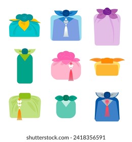 Korean traditional wrapping gift box set vector illustration. flat design