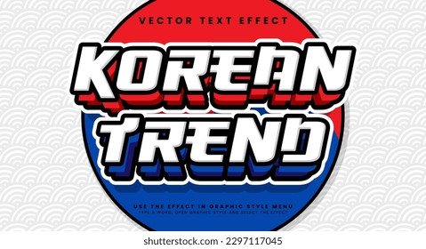 Korean trend editable text style effect. Vector text effect